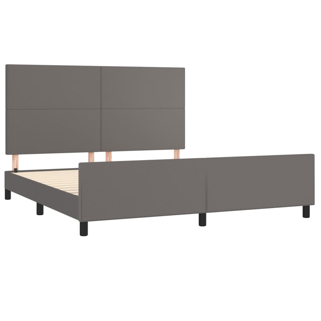 Cadre de lit sans matelas gris 160x200 cm similicuir - XIOS