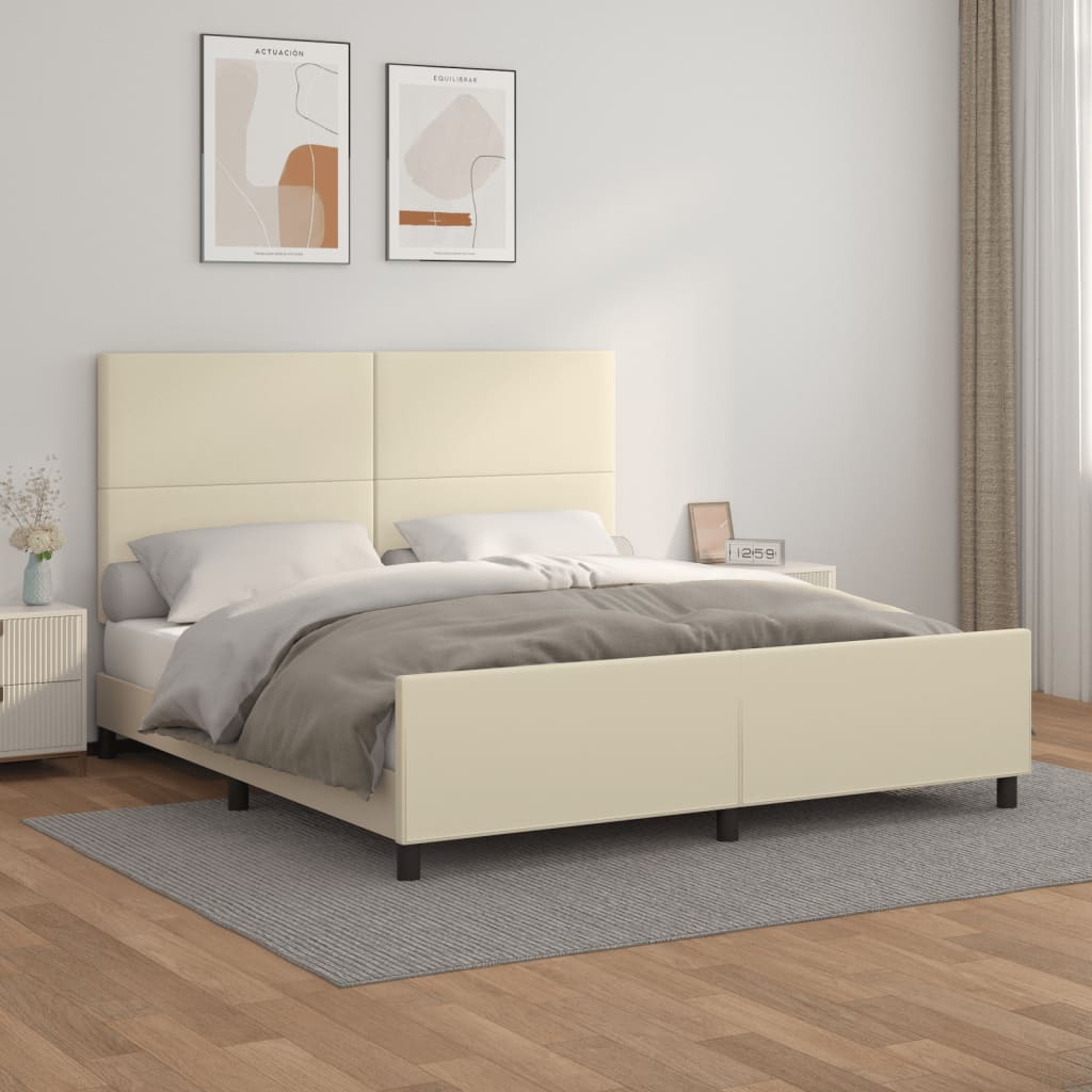 Cadre de lit avec tête de lit Crème 180x200 cm Similicuir - XIOS