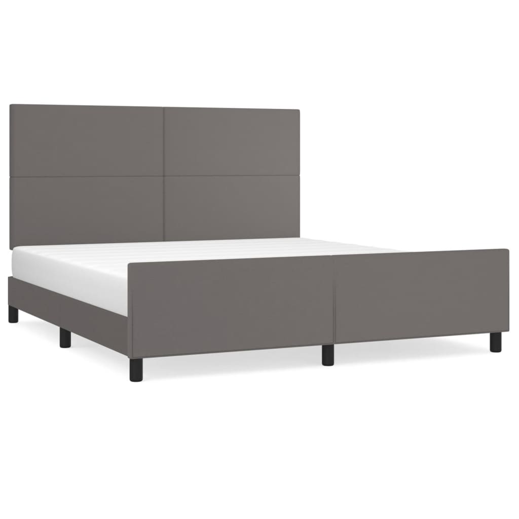 Cadre de lit sans matelas gris similicuir