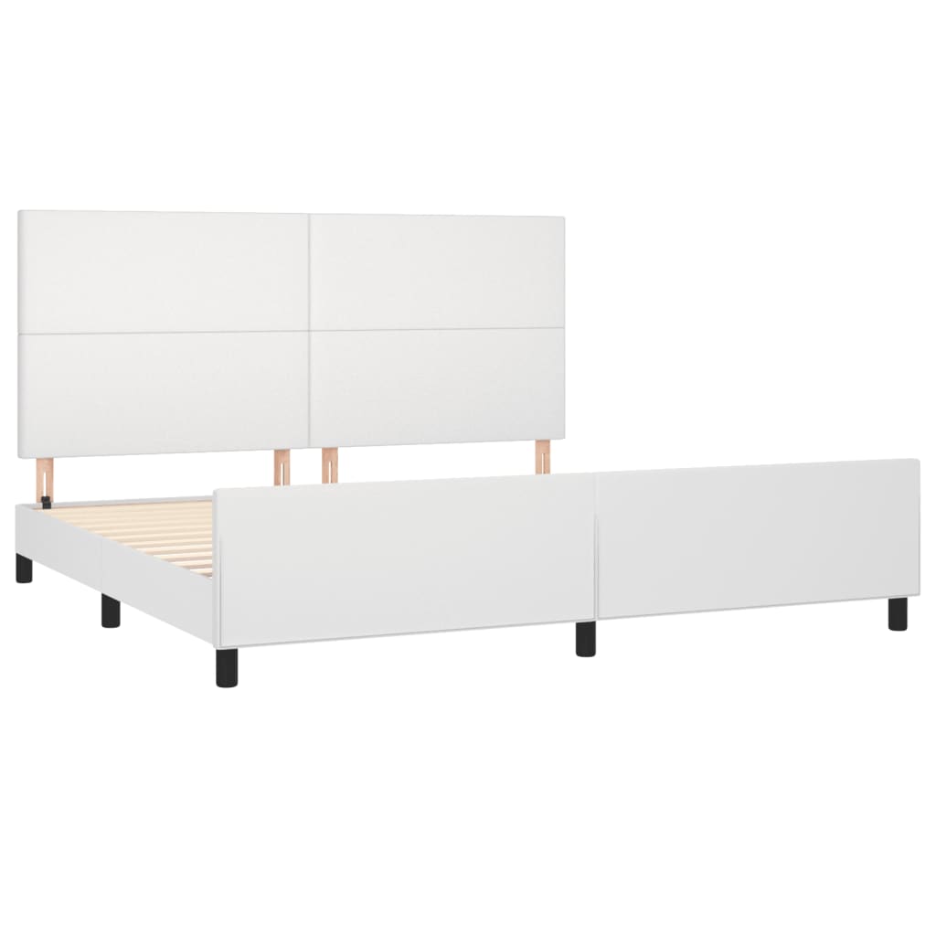 Cadre de lit sans matelas blanc 200x200 cm similicuir - XIOS