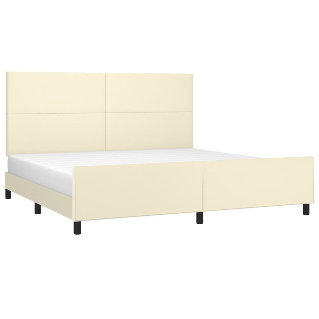 Cadre de lit sans matelas crème 200x200 cm similicuir - XIOS