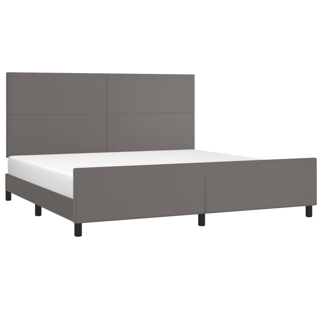 Cadre de lit sans matelas gris 200x200 cm similicuir - XIOS
