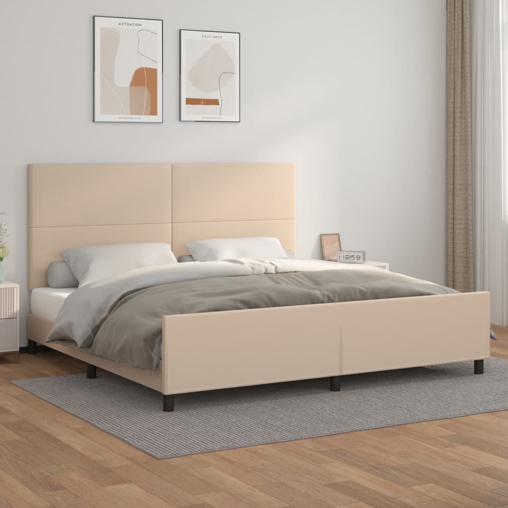 Cadre de lit sans matelas cappuccino 200x200 cm similicuir - XIOS