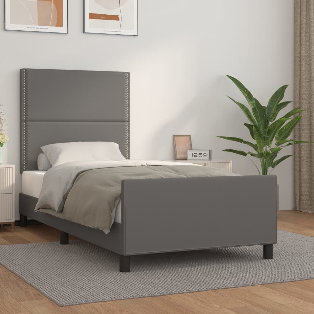 Cadre de lit sans matelas gris 100x200 cm similicuir - XIOS