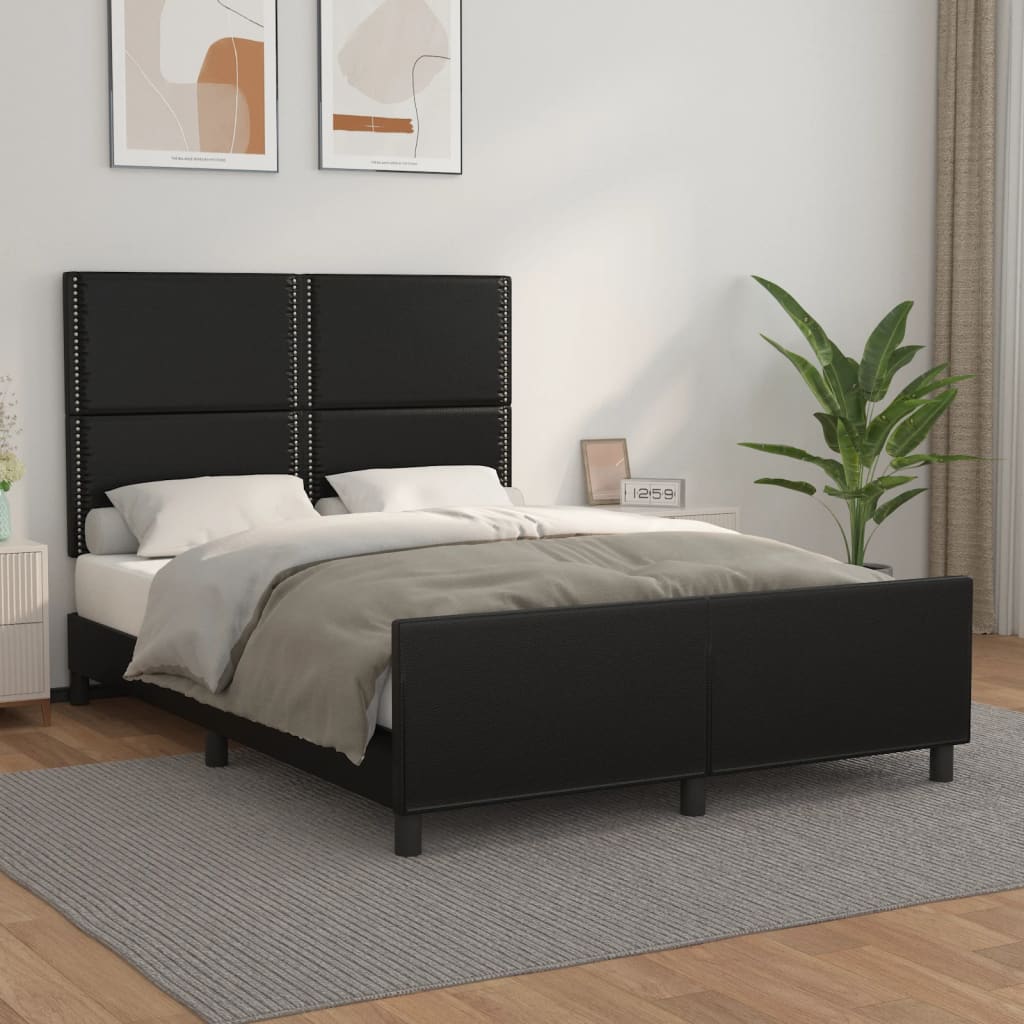 Cadre de lit sans matelas noir 140x190 cm similicuir - XIOS