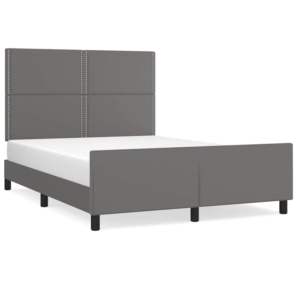 Cadre de lit sans matelas gris 140x190 cm similicuir