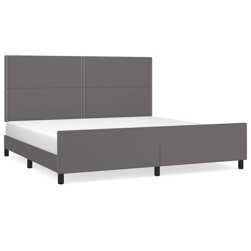 Cadre de lit sans matelas gris 200x200 cm similicuir