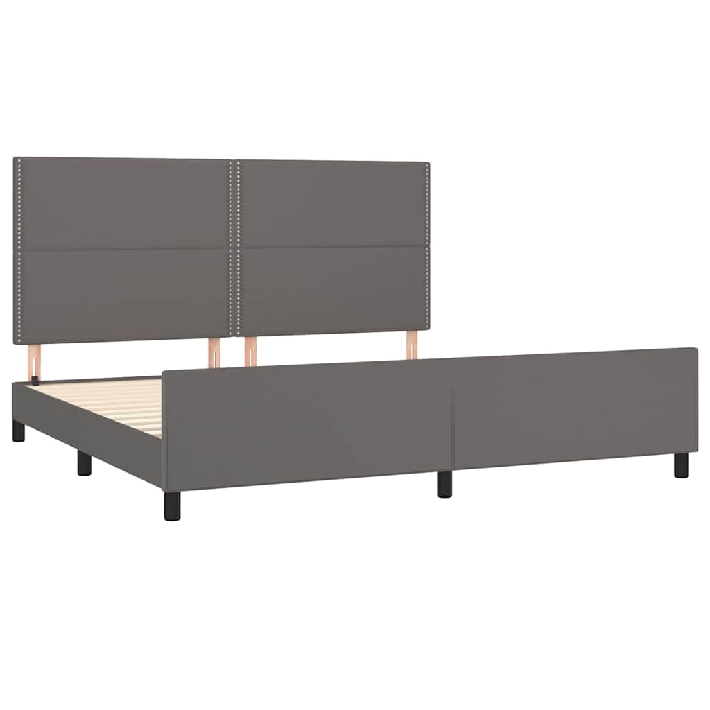 Cadre de lit sans matelas gris 200x200 cm similicuir