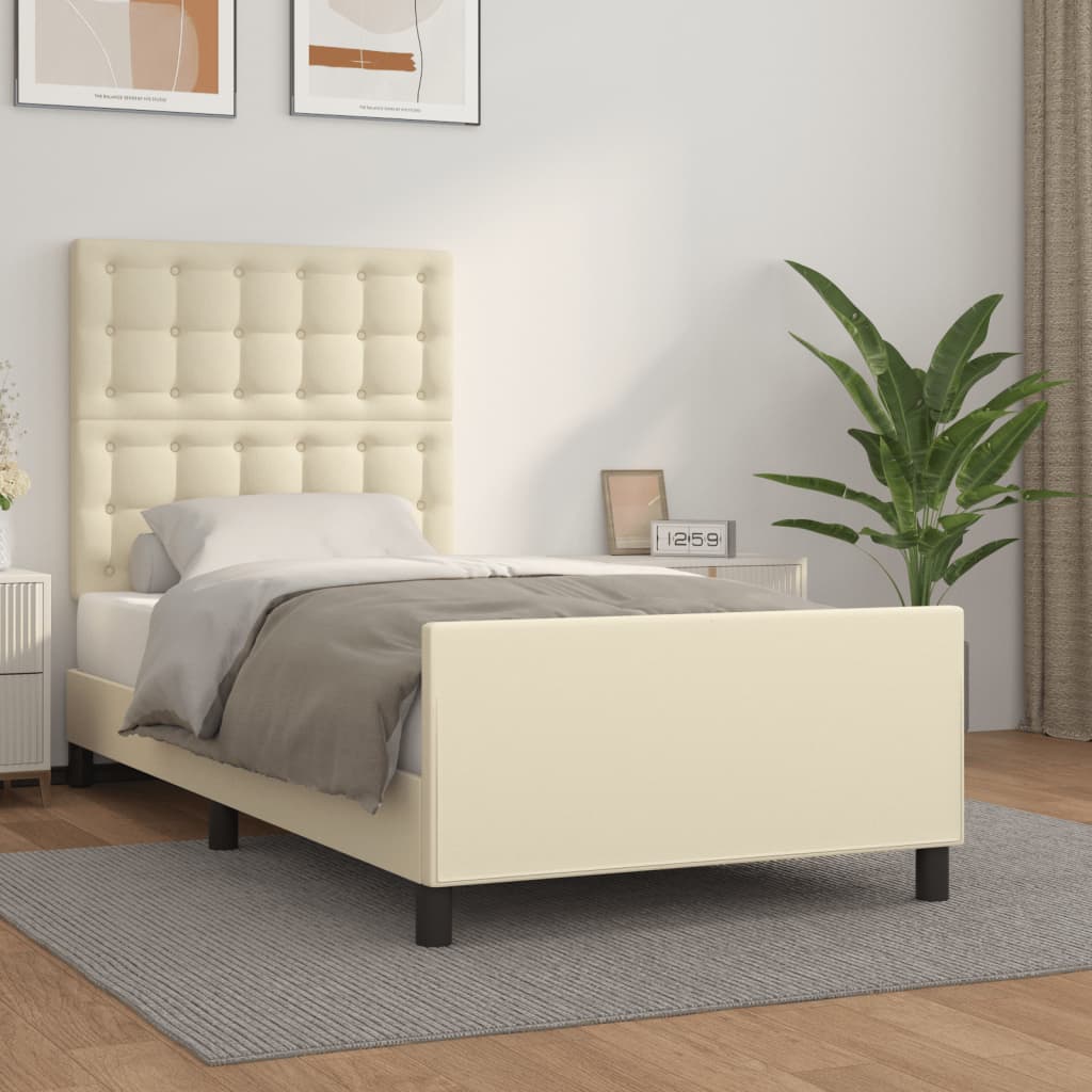 Cadre de lit sans matelas crème 80x200 cm similicuir - XIOS