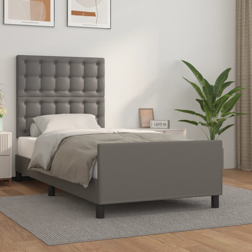 Cadre de lit sans matelas gris 80x200 cm similicuir - XIOS