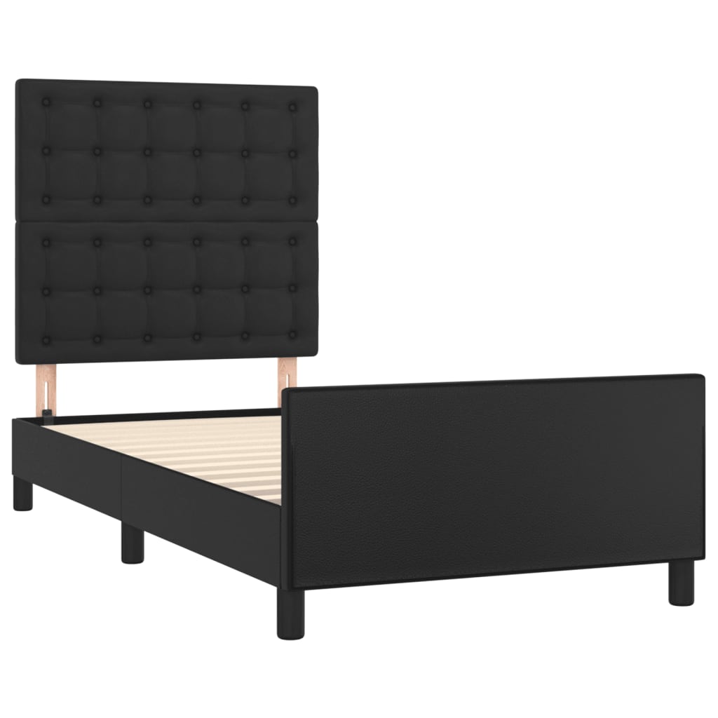Cadre de lit sans matelas noir 90x200 cm similicuir - XIOS