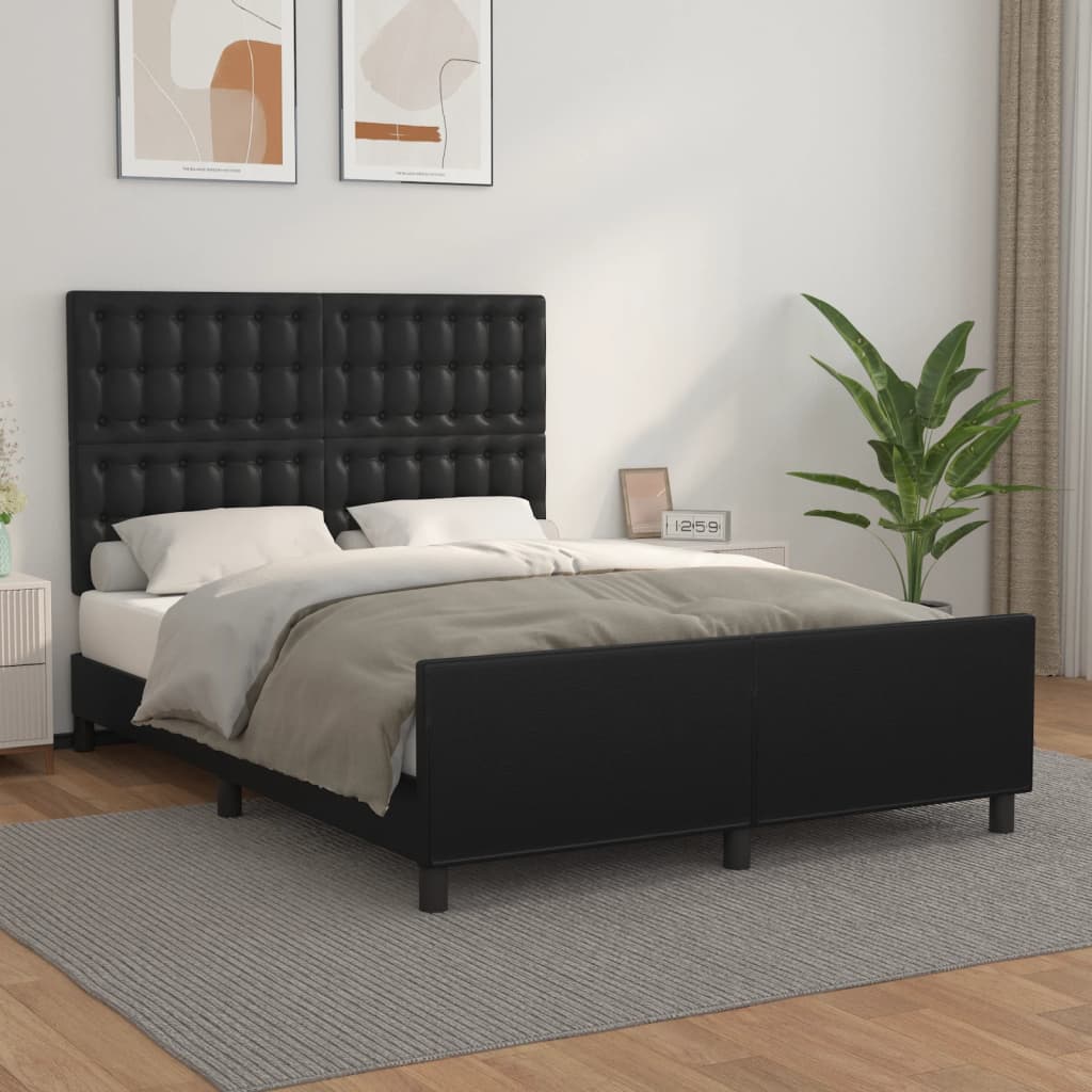 Cadre de lit sans matelas noir 140x190 cm similicuir - XIOS