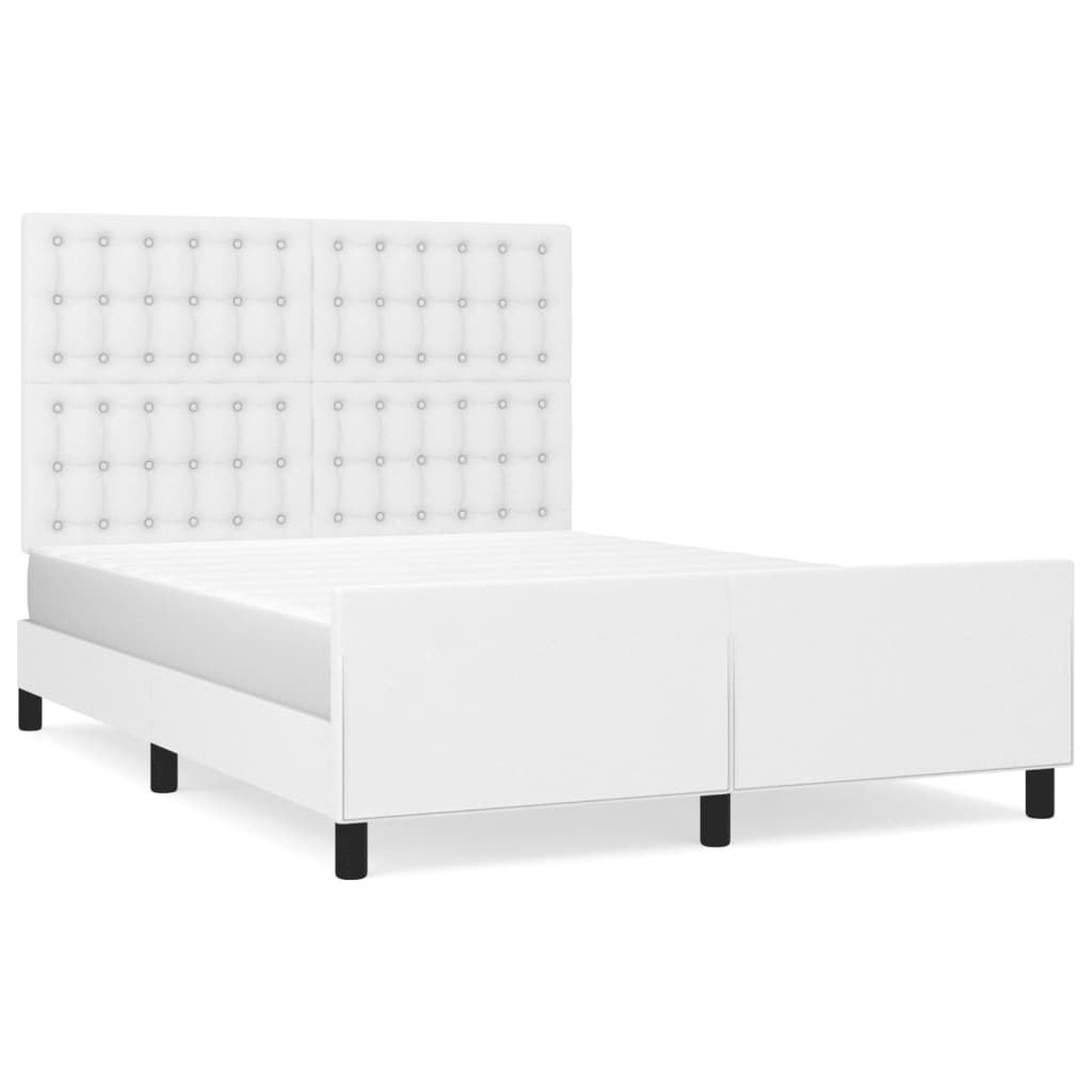 Cadre de lit sans matelas blanc 140x190 cm similicuir - XIOS