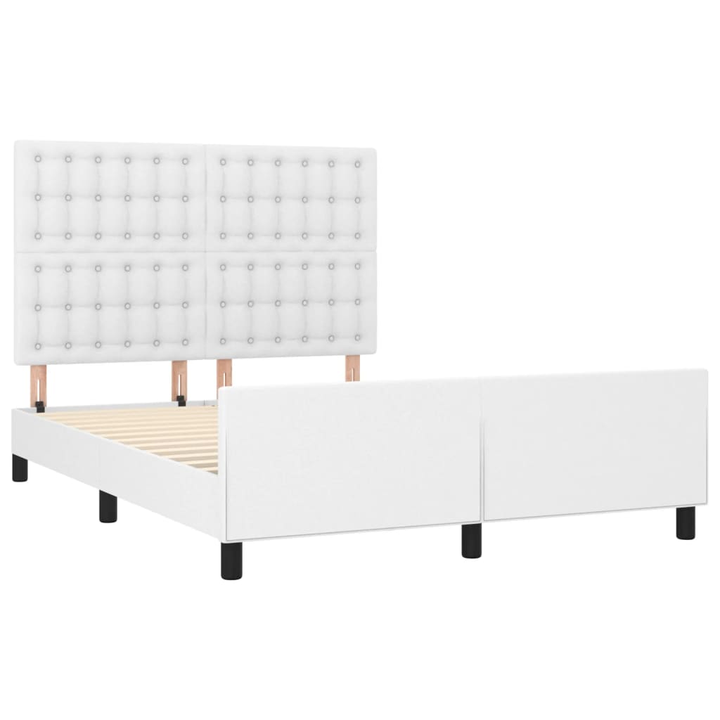 Cadre de lit sans matelas blanc 140x190 cm similicuir - XIOS