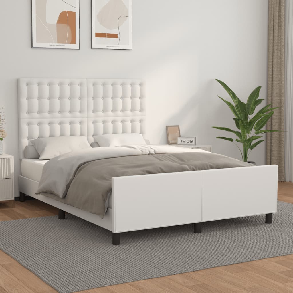 Cadre de lit sans matelas blanc 140x190 cm similicuir - XIOS