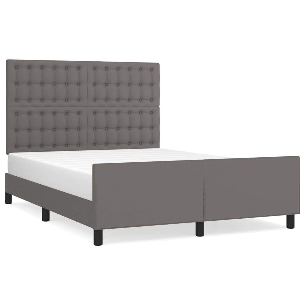 Cadre de lit sans matelas gris 140x190 cm similicuir - XIOS