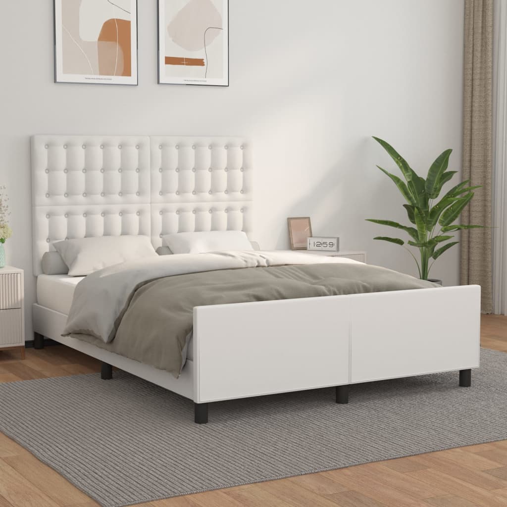 Cadre de lit sans matelas blanc 140x200 cm similicuir - XIOS