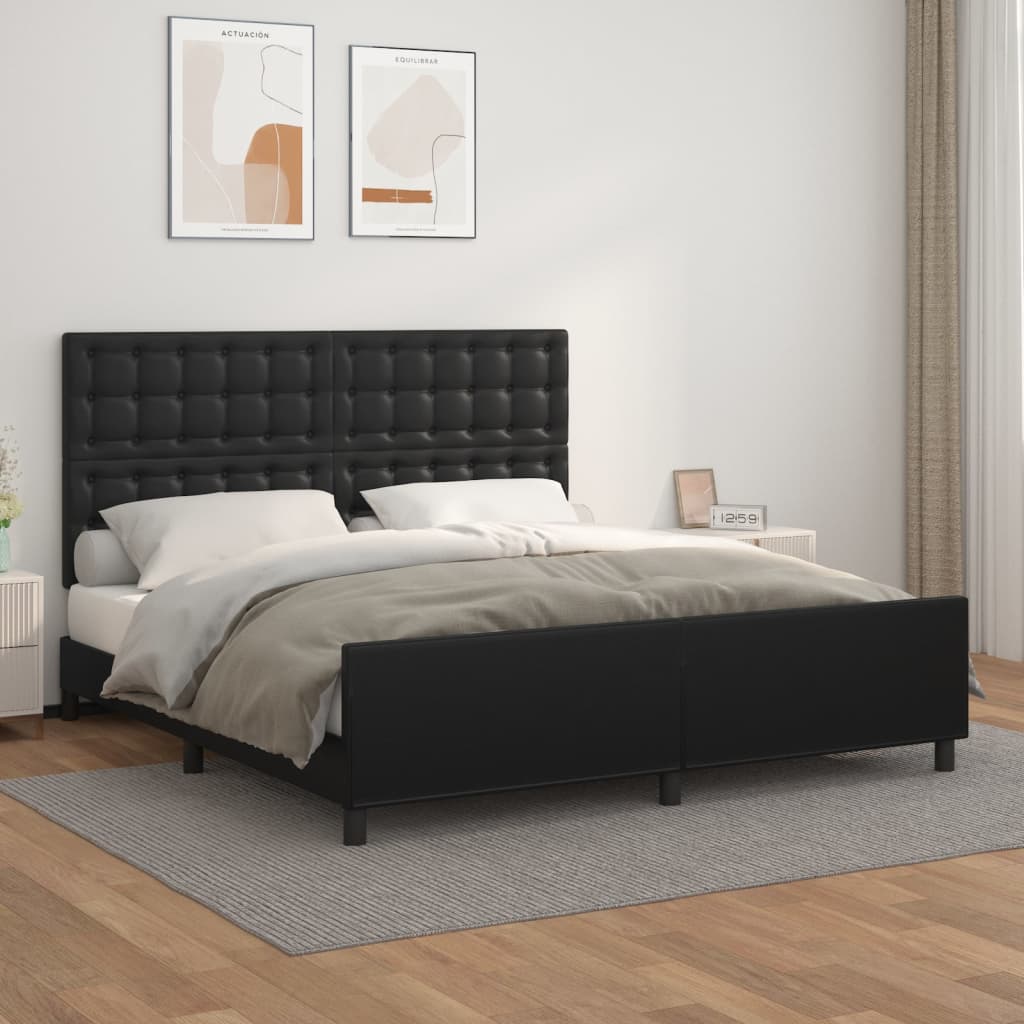 Cadre de lit sans matelas noir 160x200 cm similicuir - XIOS