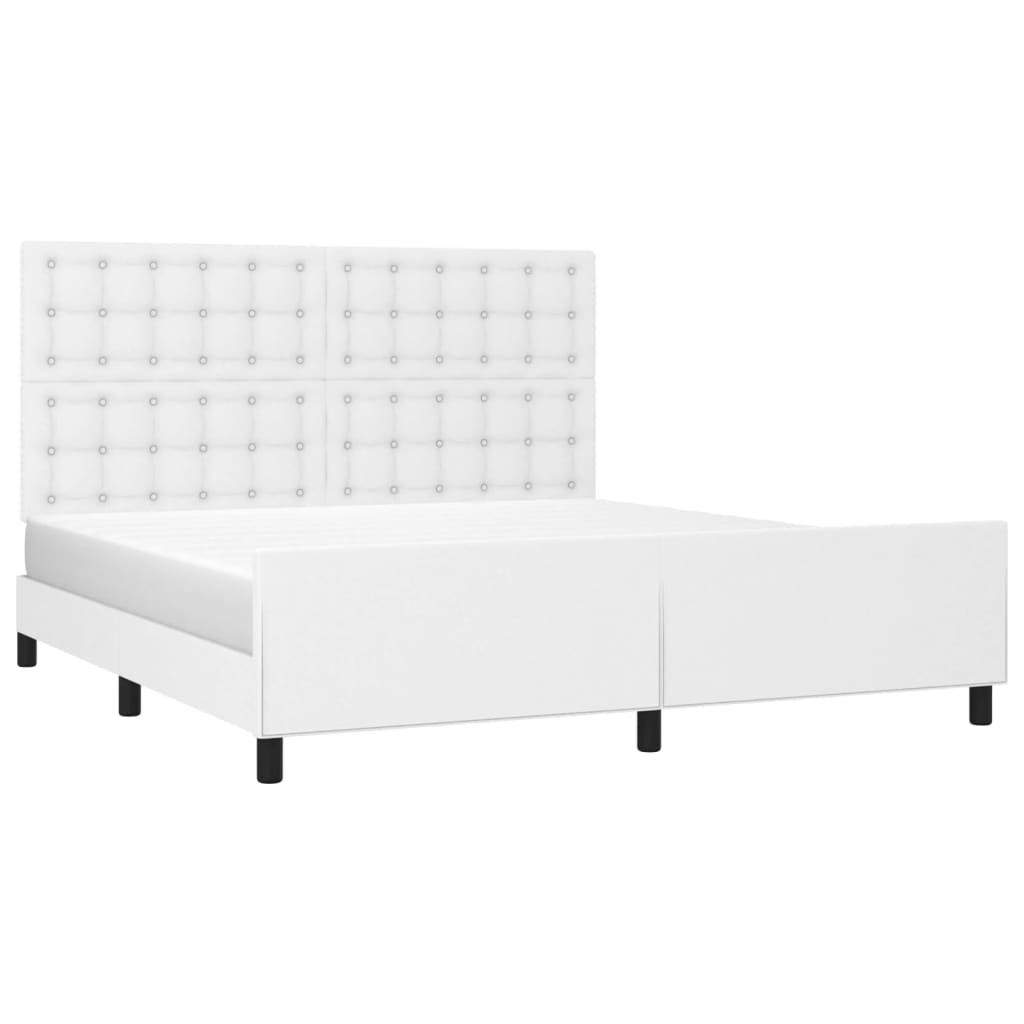 Cadre de lit sans matelas blanc 160x200 cm similicuir - XIOS
