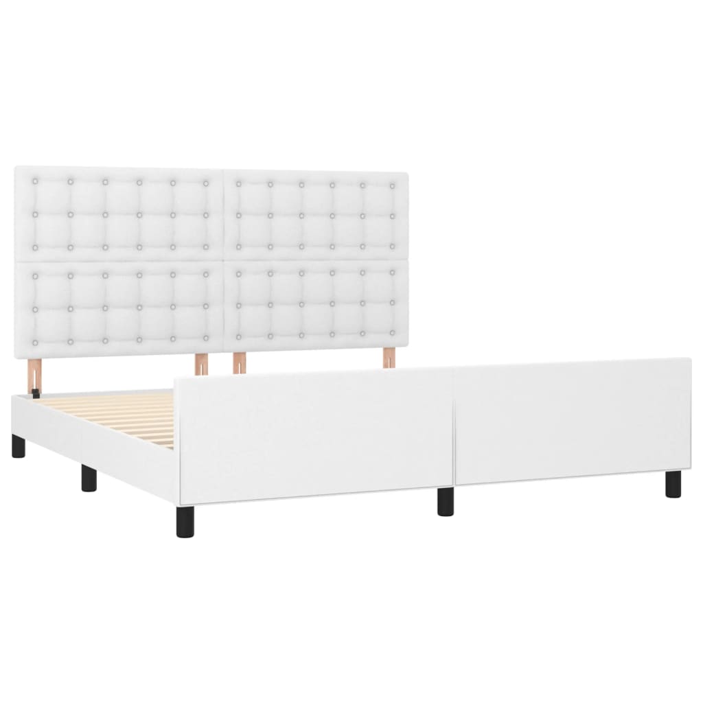 Cadre de lit sans matelas blanc 160x200 cm similicuir - XIOS