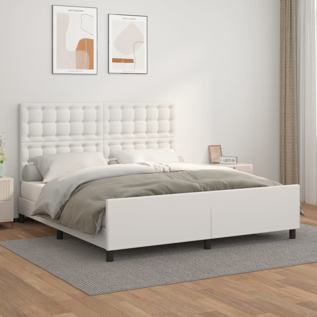 Cadre de lit sans matelas blanc similicuir - XIOS