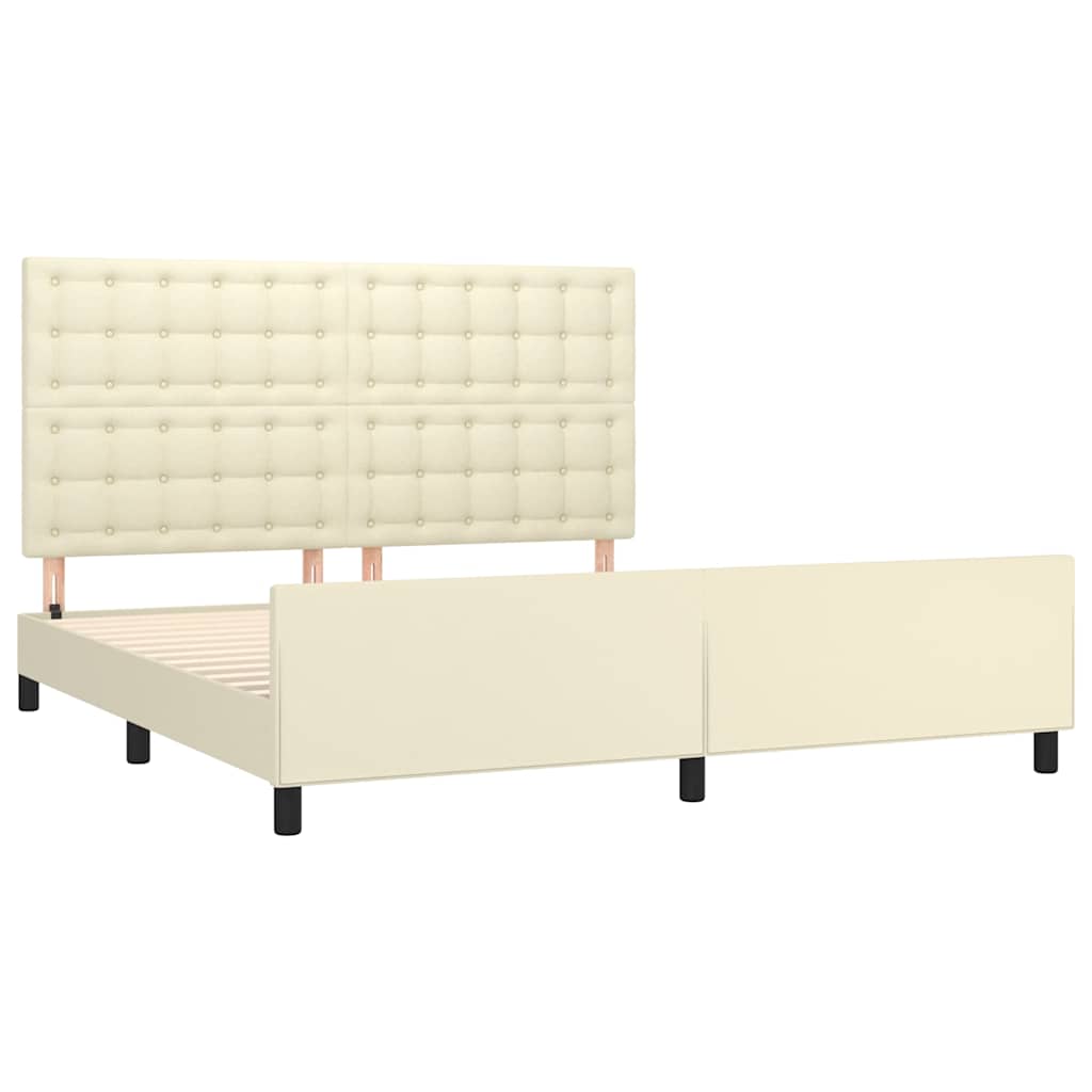 Cadre de lit avec tête de lit Crème 180x200 cm Similicuir