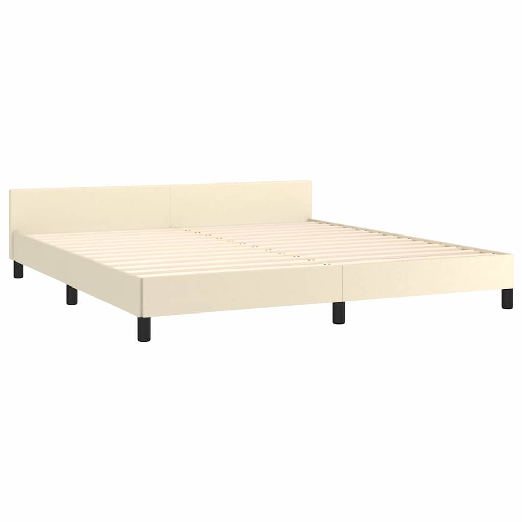 Cadre de lit avec tête de lit Crème 180x200 cm Similicuir