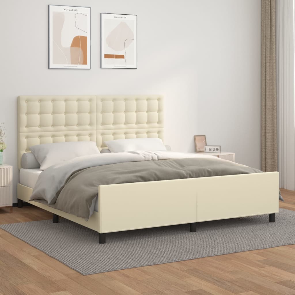 Cadre de lit avec tête de lit Crème 180x200 cm Similicuir - XIOS