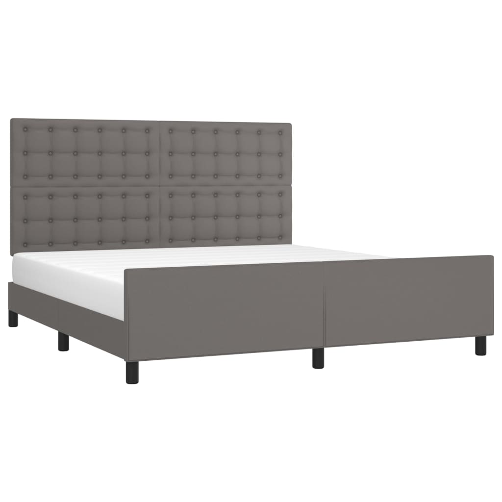 Cadre de lit sans matelas gris similicuir - XIOS