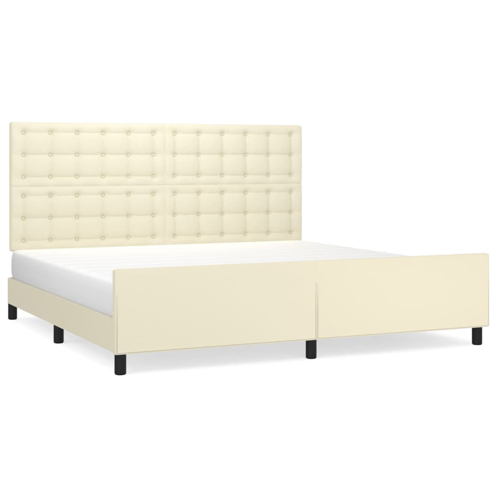 Cadre de lit sans matelas crème 200x200 cm similicuir - XIOS