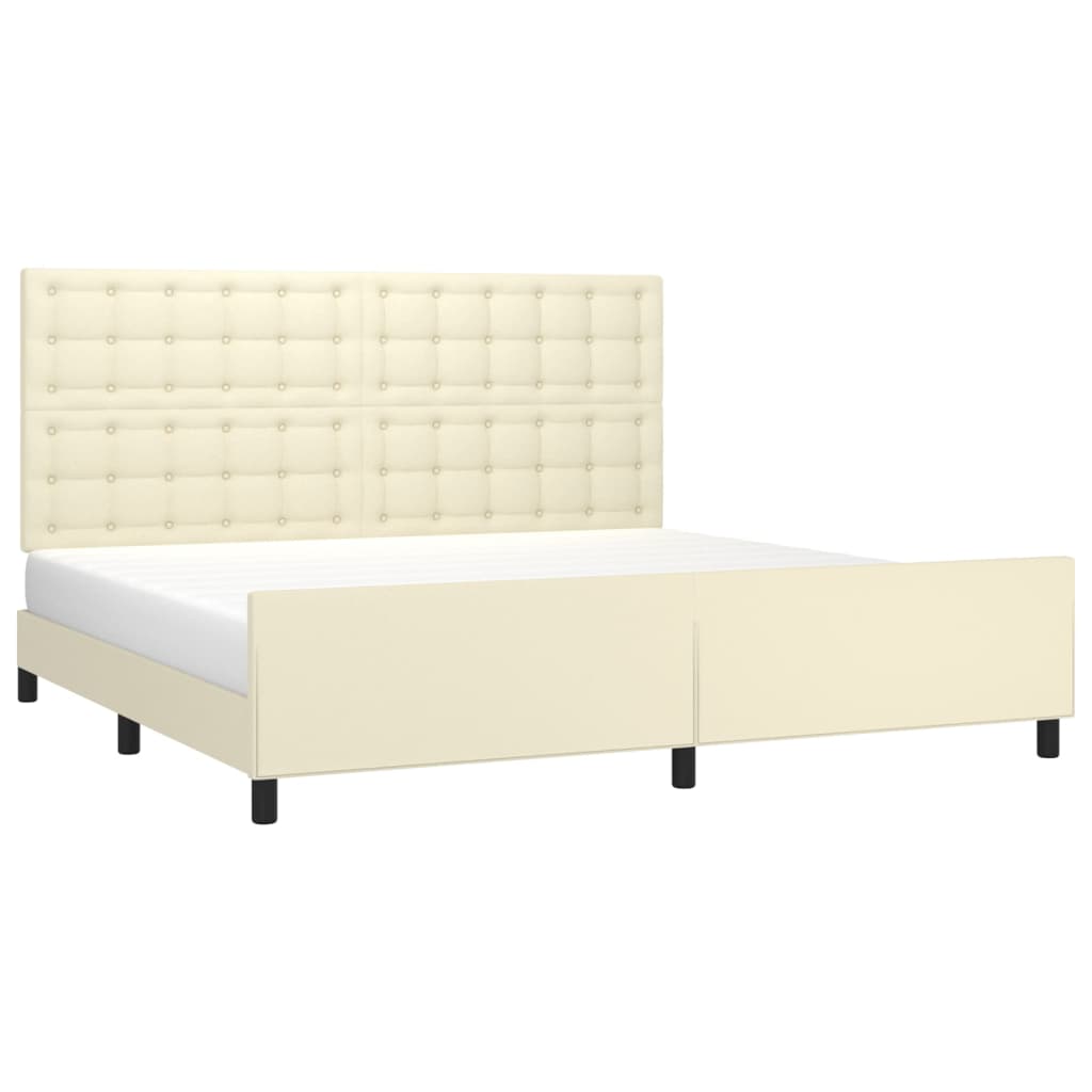 Cadre de lit sans matelas crème 200x200 cm similicuir - XIOS