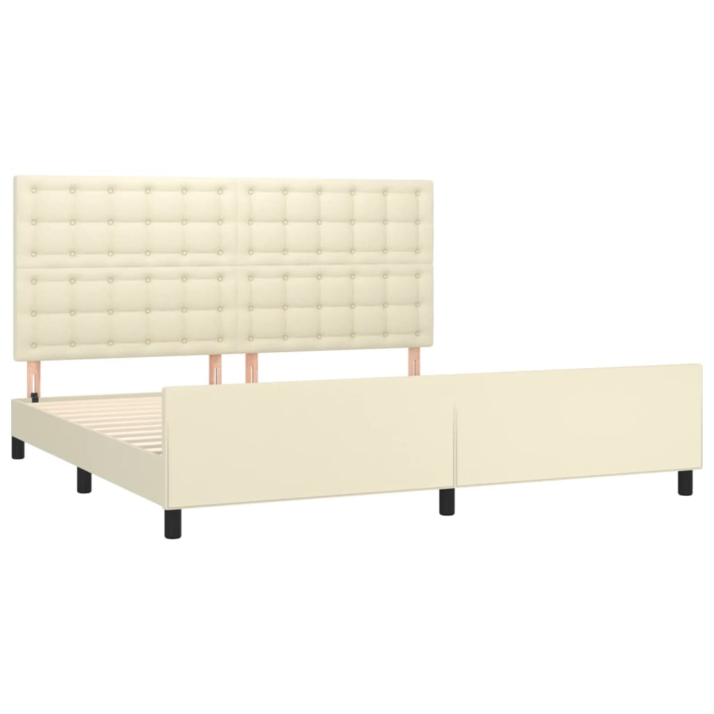 Cadre de lit sans matelas crème 200x200 cm similicuir - XIOS