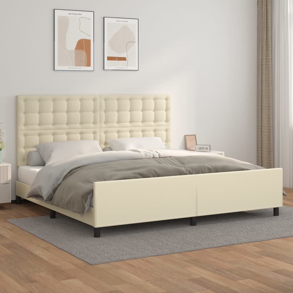 Cadre de lit sans matelas crème 200x200 cm similicuir - XIOS