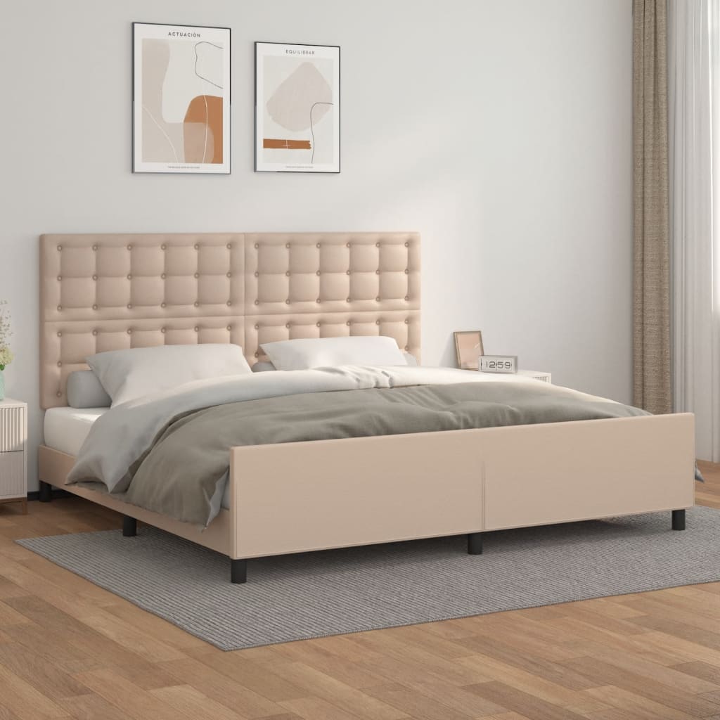 Cadre de lit sans matelas cappuccino 200x200 cm similicuir - XIOS
