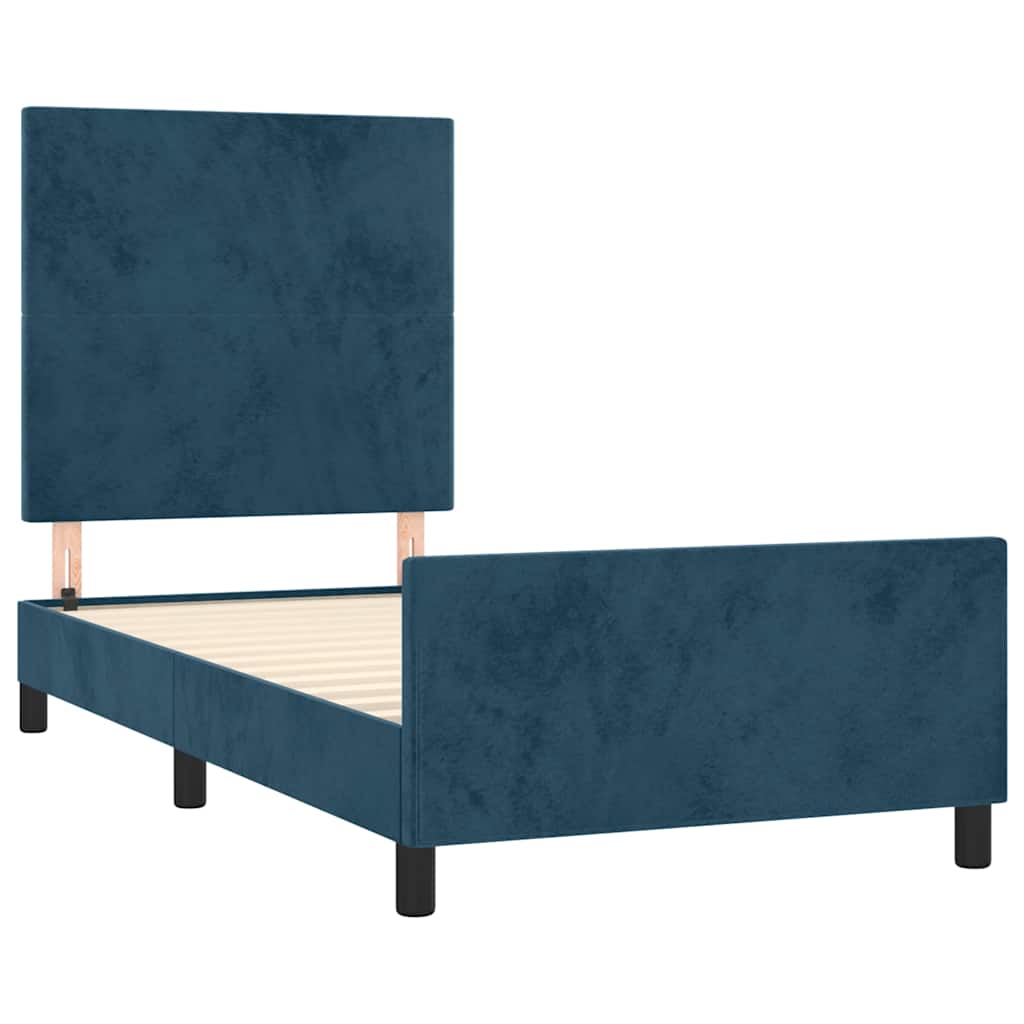 Cadre de lit sans matelas bleu foncé 80x200 cm velours