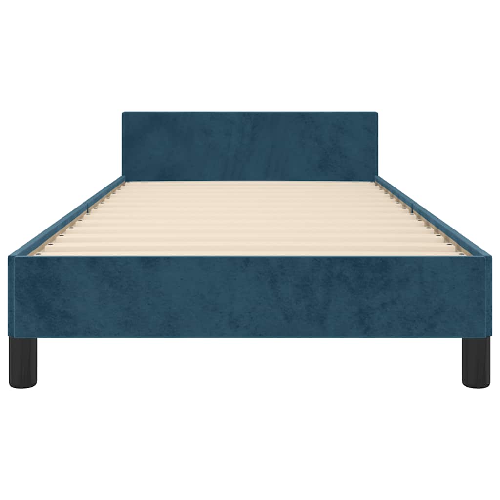Cadre de lit sans matelas bleu foncé 80x200 cm velours