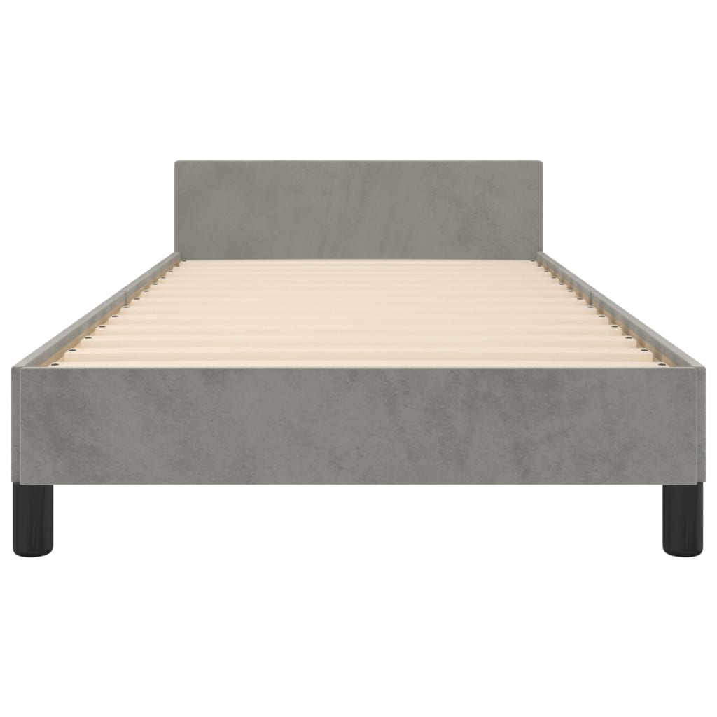 Cadre de lit sans matelas gris clair 90x190 cm velours - XIOS