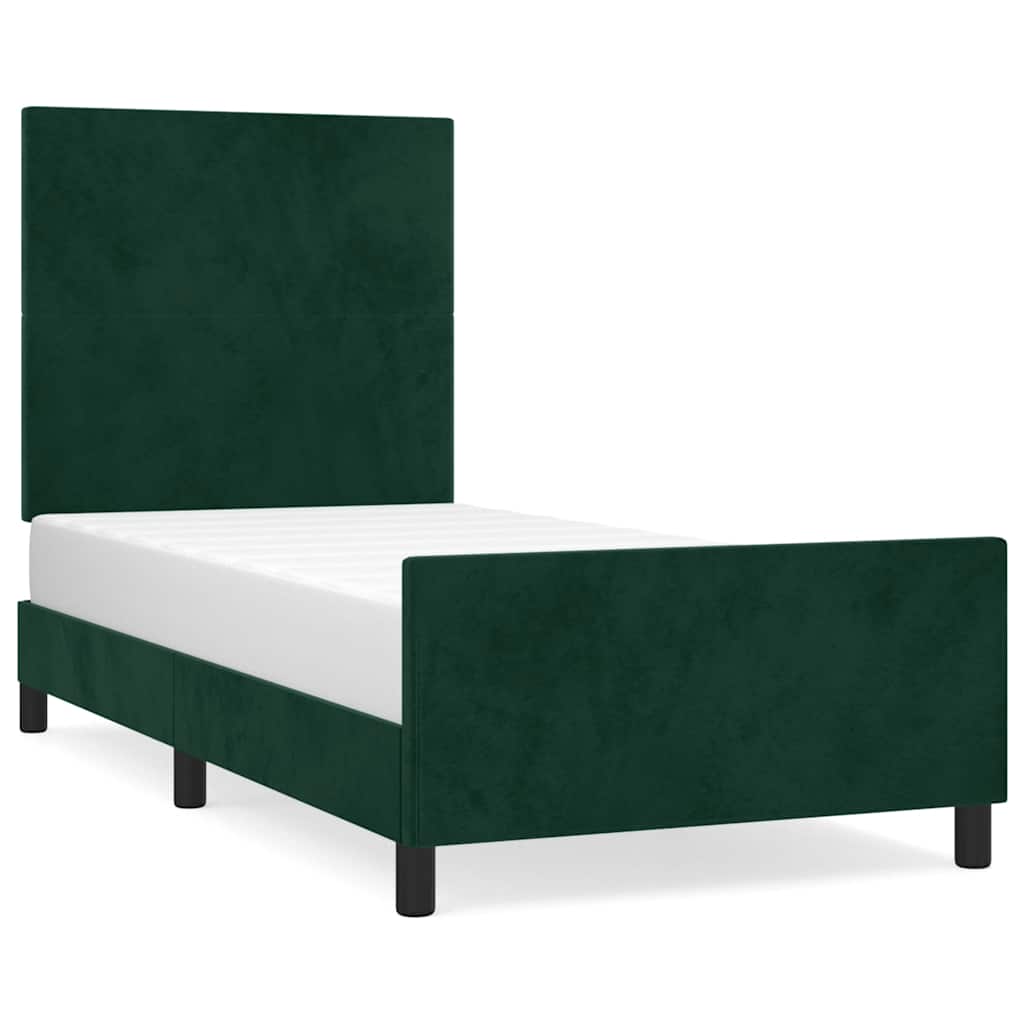 Cadre de lit sans matelas vert foncé 90x190 cm velours - XIOS