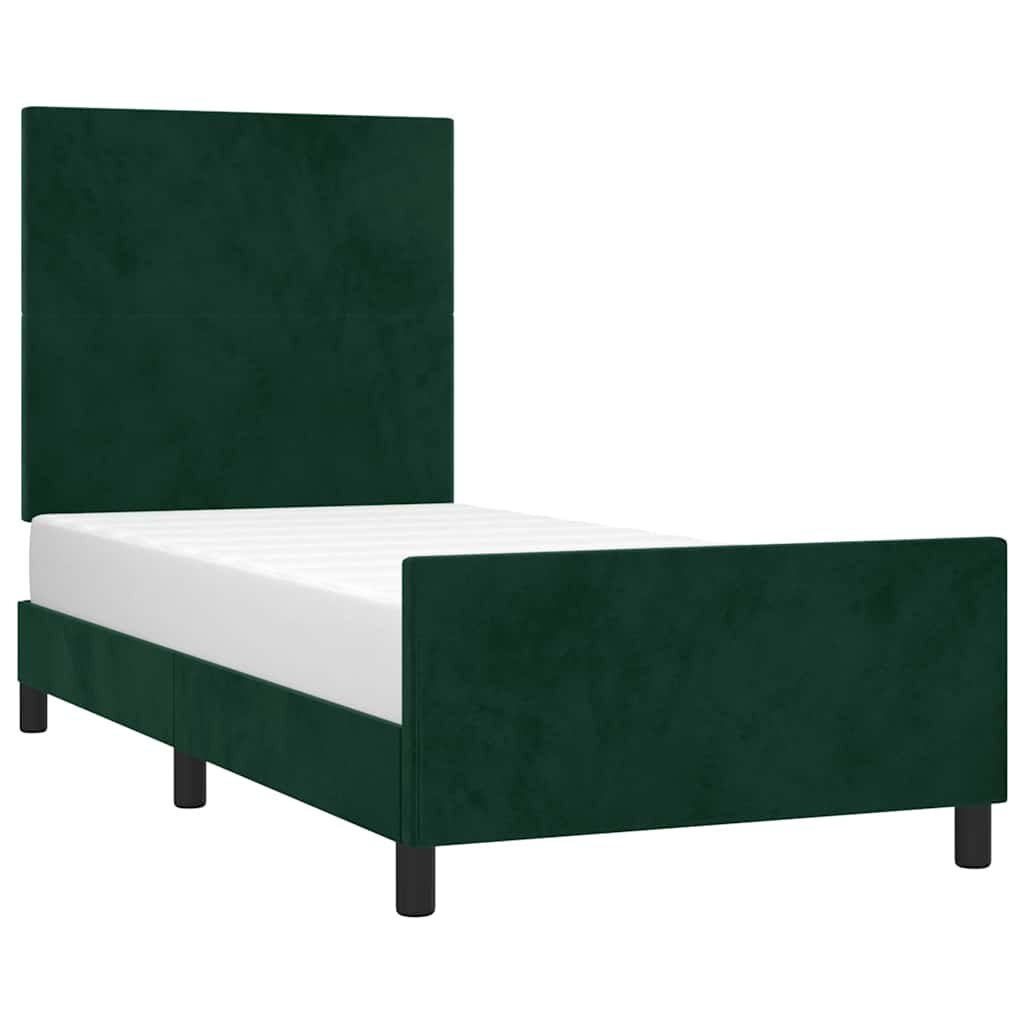 Cadre de lit sans matelas vert foncé 90x200 cm velours - XIOS