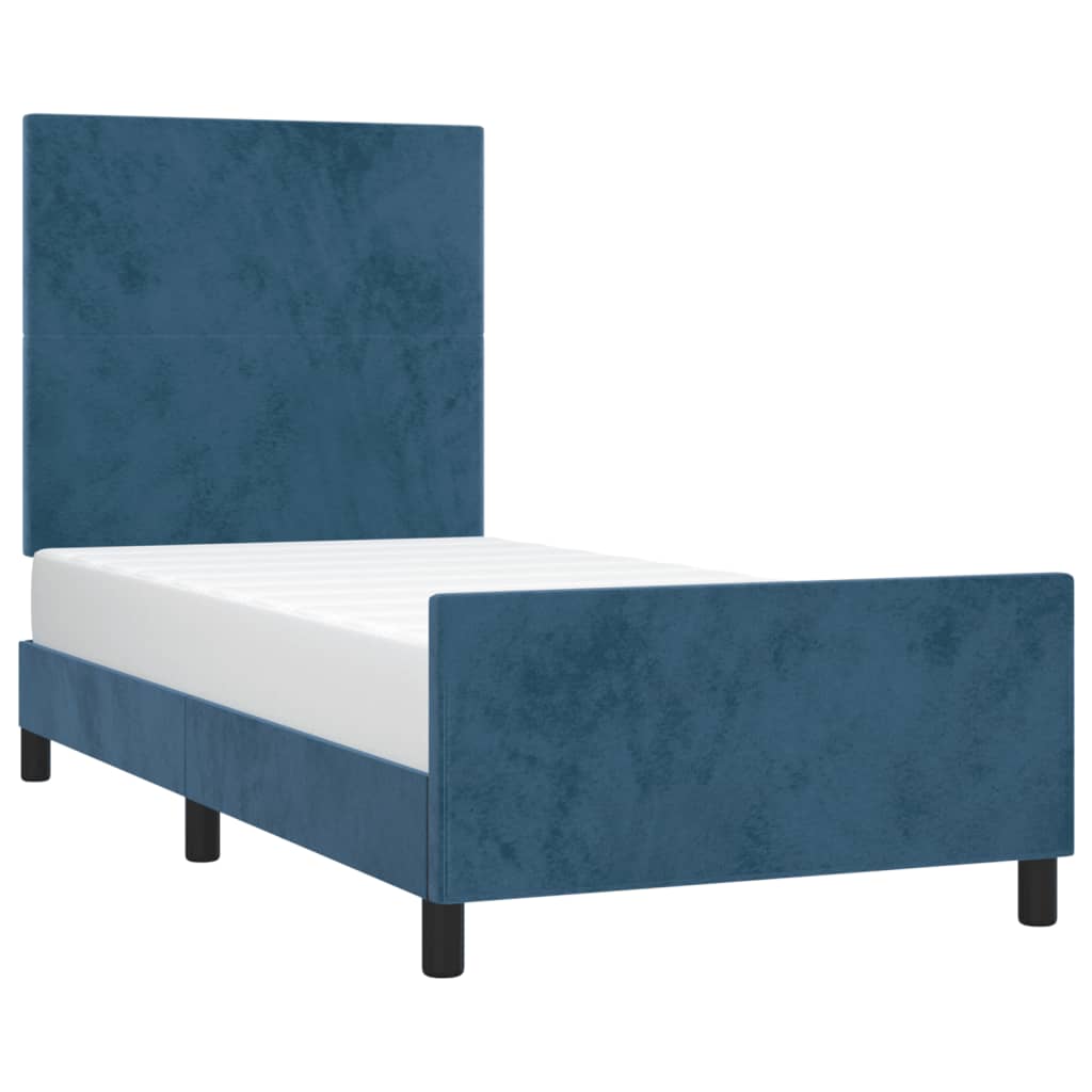 Cadre de lit sans matelas bleu foncé 90x200 cm velours - XIOS