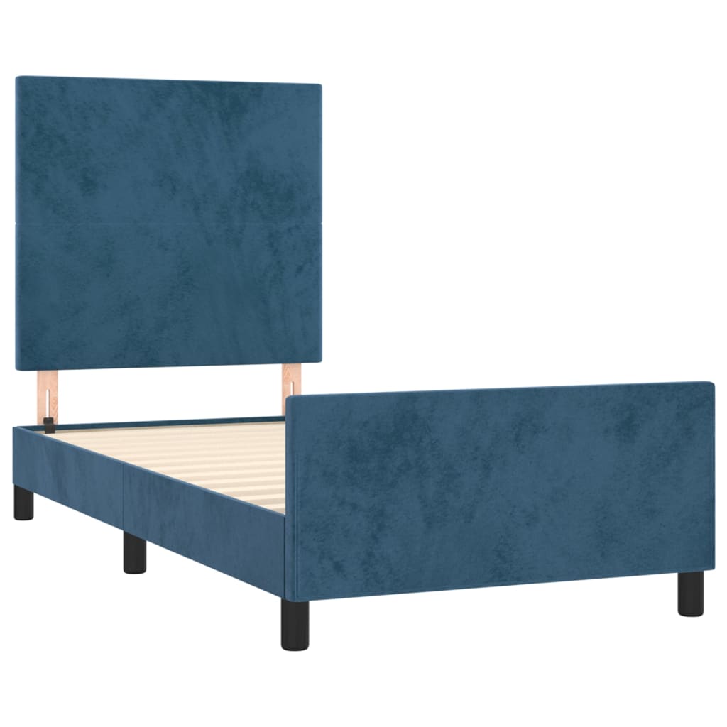 Cadre de lit sans matelas bleu foncé 90x200 cm velours - XIOS
