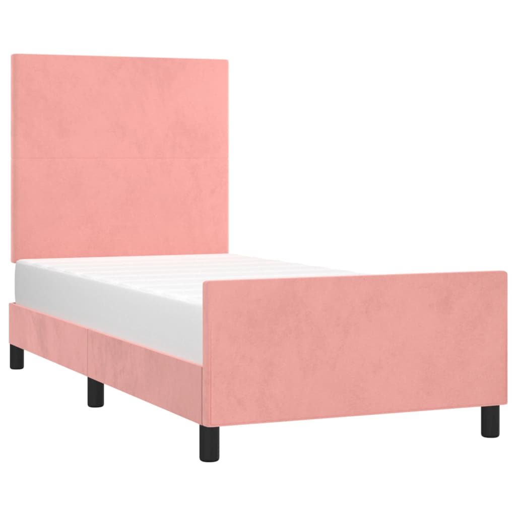 Cadre de lit sans matelas rose 90x200 cm velours - XIOS