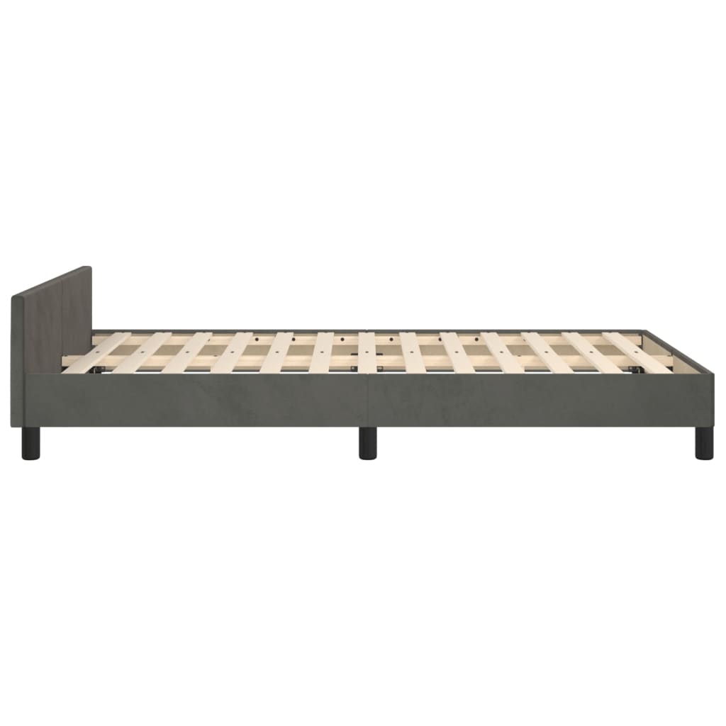 Cadre de lit sans matelas gris foncé 120x200 cm velours - XIOS