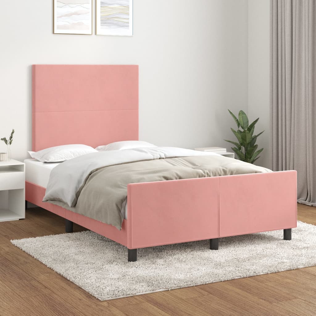 Cadre de lit sans matelas rose 120x200 cm velours - XIOS