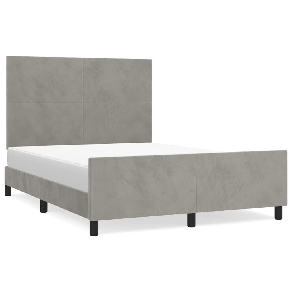 Cadre de lit sans matelas gris clair 140x190 cm velours - XIOS