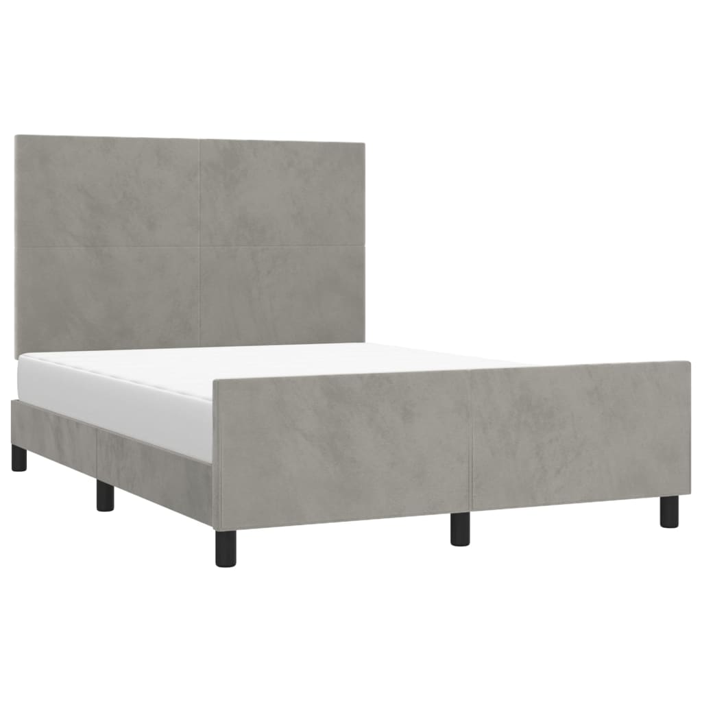 Cadre de lit sans matelas gris clair 140x190 cm velours - XIOS