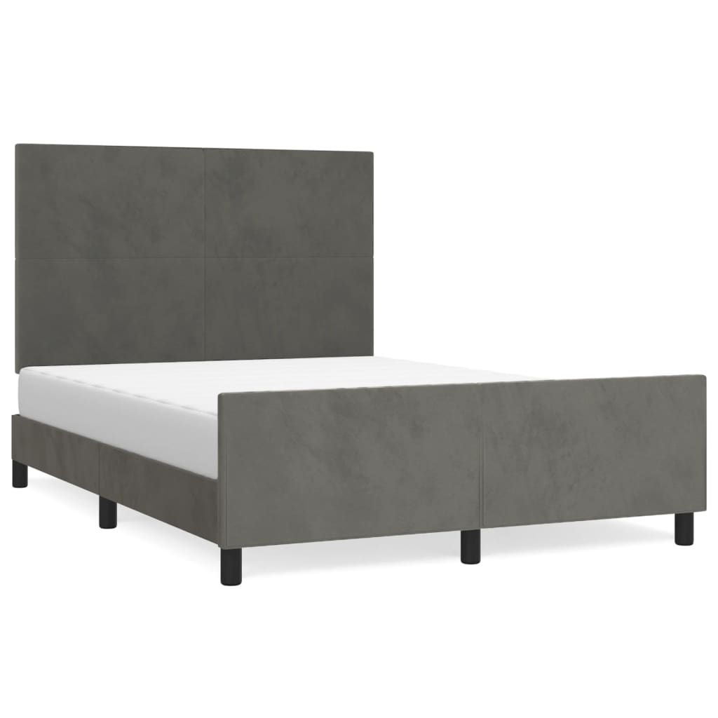 Cadre de lit sans matelas gris foncé 140x190 cm velours - XIOS