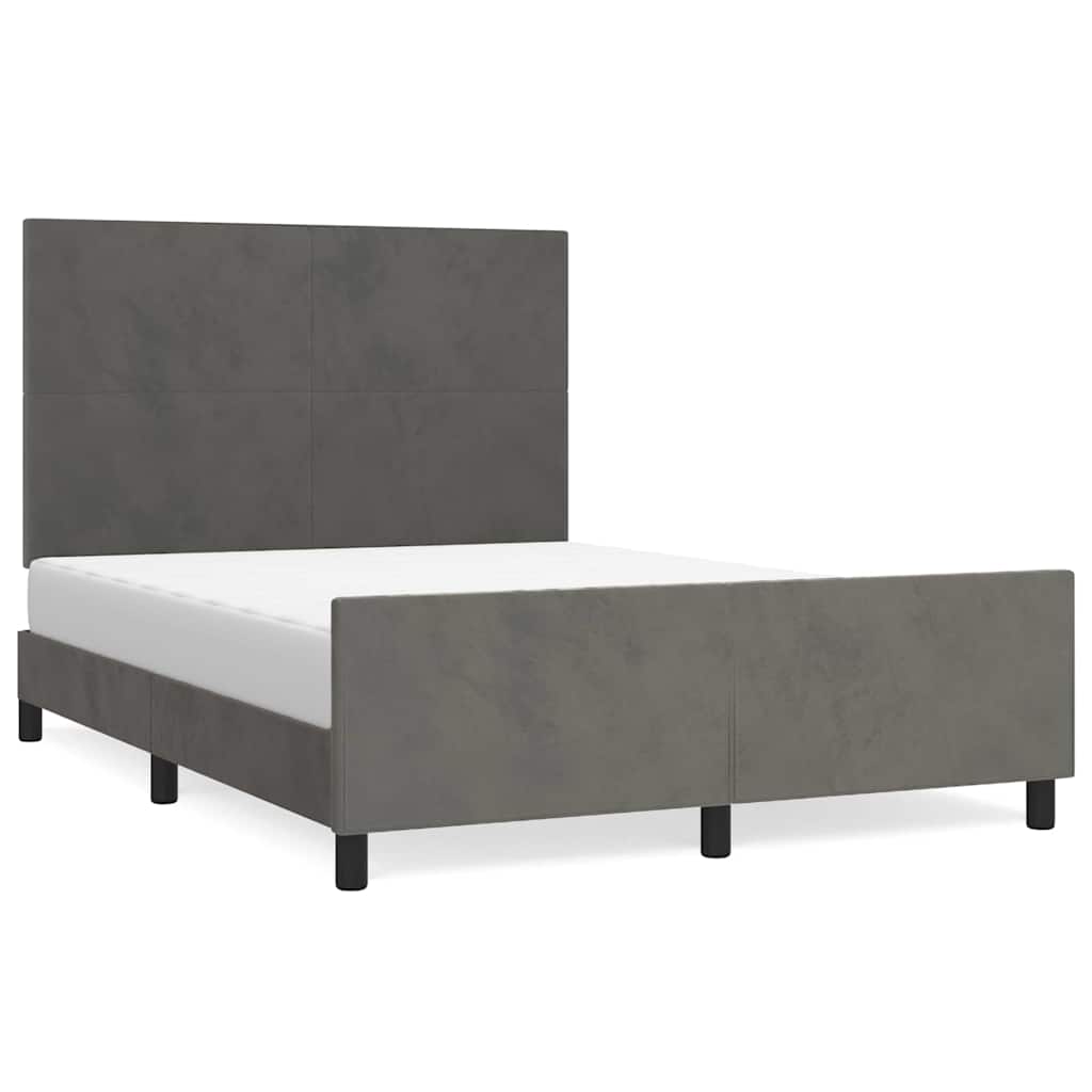 Cadre de lit sans matelas gris foncé 140x190 cm velours