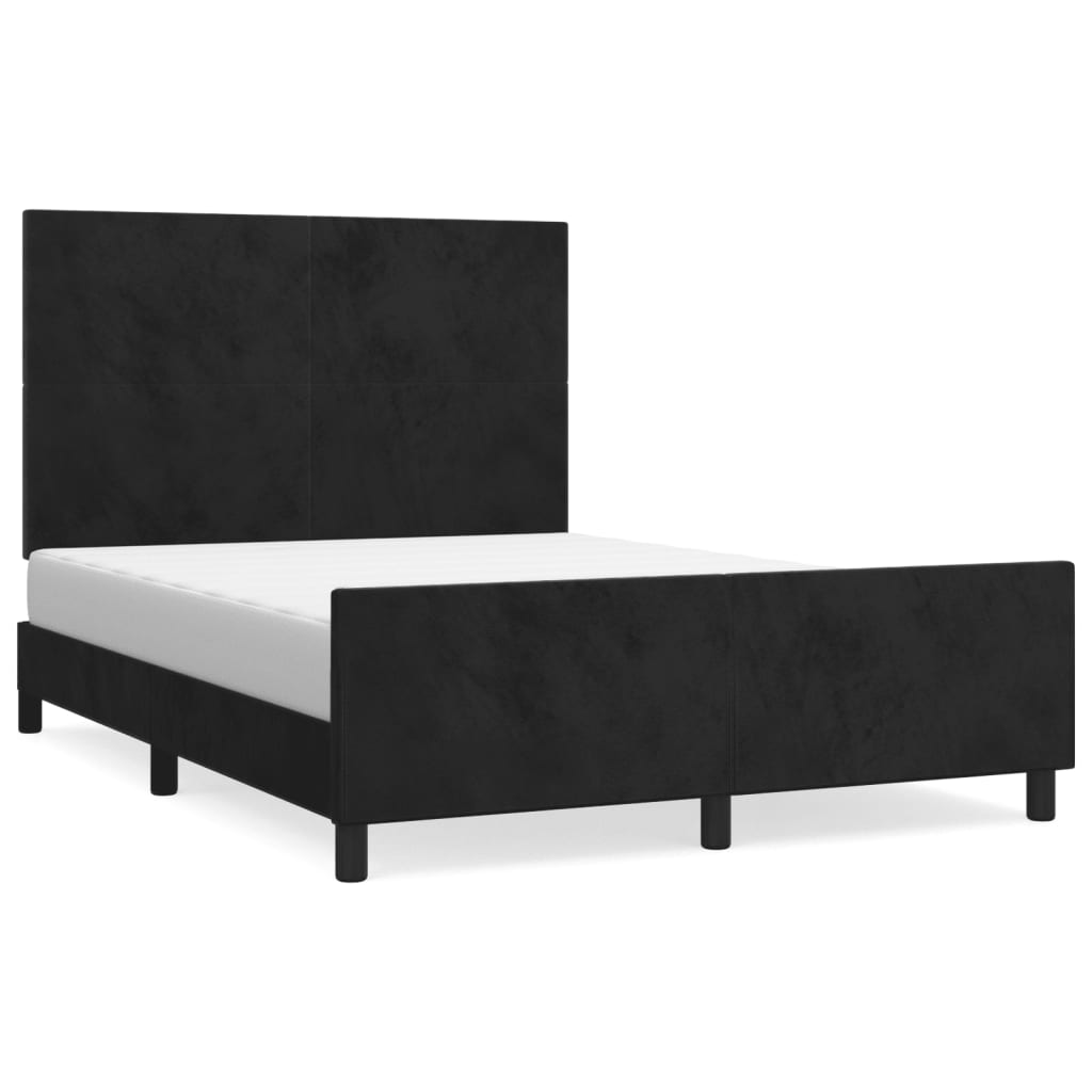 Cadre de lit sans matelas noir 140x190 cm velours - XIOS