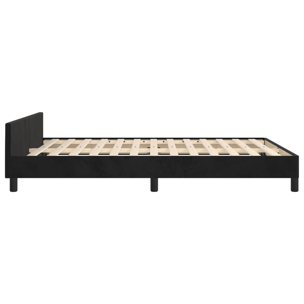 Cadre de lit sans matelas noir 140x190 cm velours - XIOS